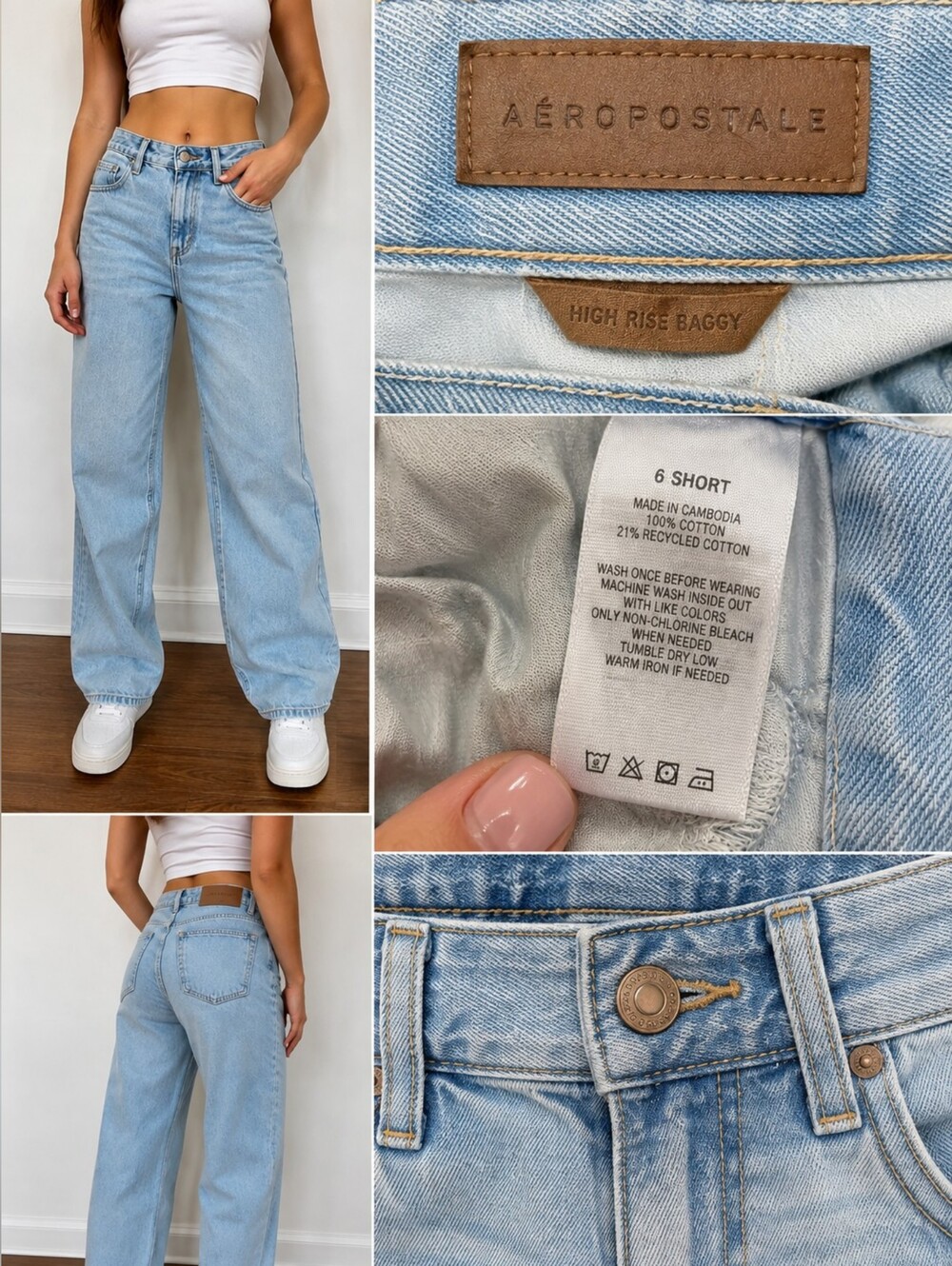 Aeropostale High-Rise Baggy Jeans - Light Blue